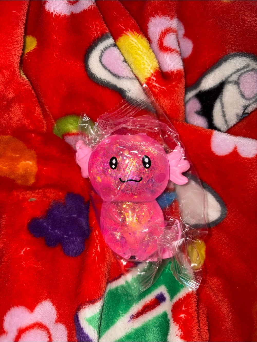 Small  2-3 inch Glitter Axolotl squishy viral Toy - Pink New QUICK SHIP